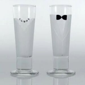 Bride and Groom Wedding Shot Glasses with Swarovski Crystals